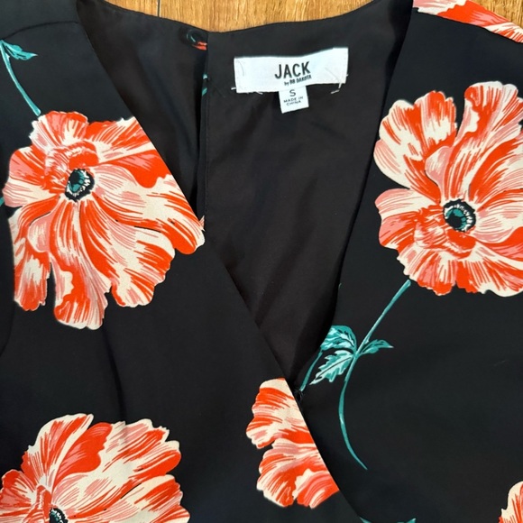 JACK Women’s Floral Black Pink Jumpsuit Jumper Wide Leg Short Sleeve Size Small - Picture 3 of 11